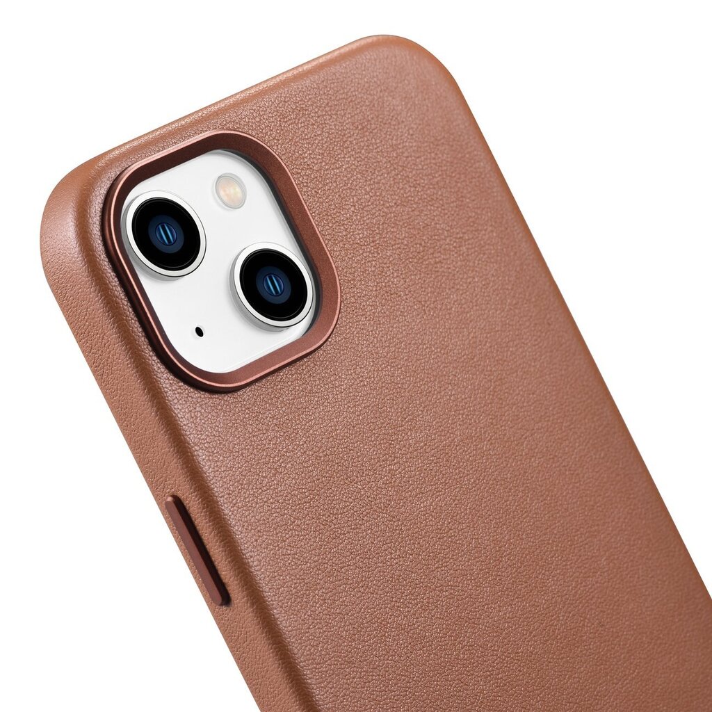 iCarer Leather iPhone 14 brown (WMI14220705-BN) (MagSafe Compatible) kaina ir informacija | Telefono dėklai | pigu.lt