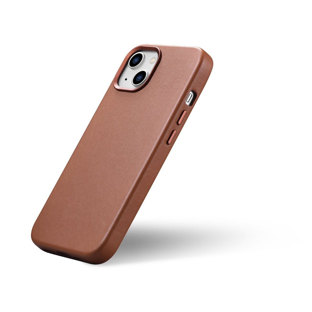 iCarer Leather iPhone 14 brown (WMI14220705-BN) (MagSafe Compatible) kaina ir informacija | Telefono dėklai | pigu.lt