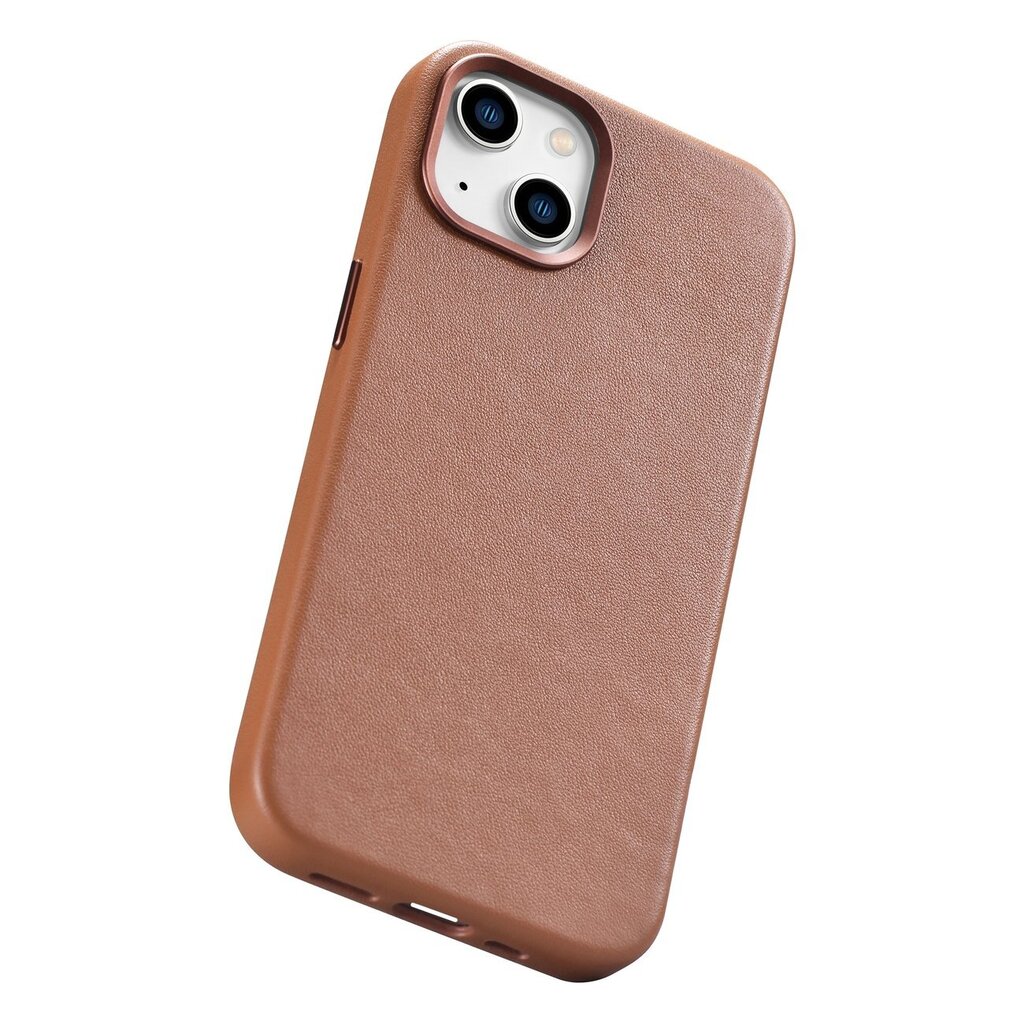 iCarer Leather iPhone 14 brown (WMI14220705-BN) (MagSafe Compatible) kaina ir informacija | Telefono dėklai | pigu.lt