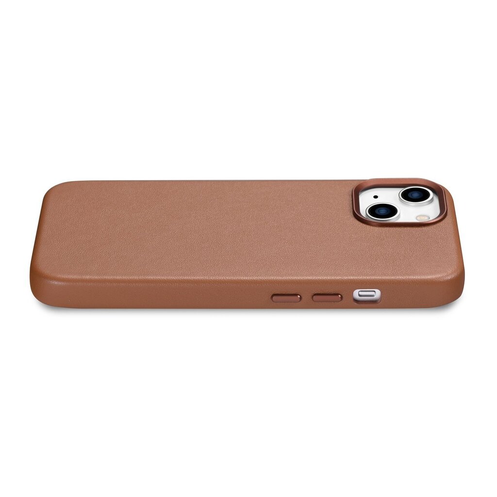 iCarer Leather iPhone 14 brown (WMI14220705-BN) (MagSafe Compatible) kaina ir informacija | Telefono dėklai | pigu.lt