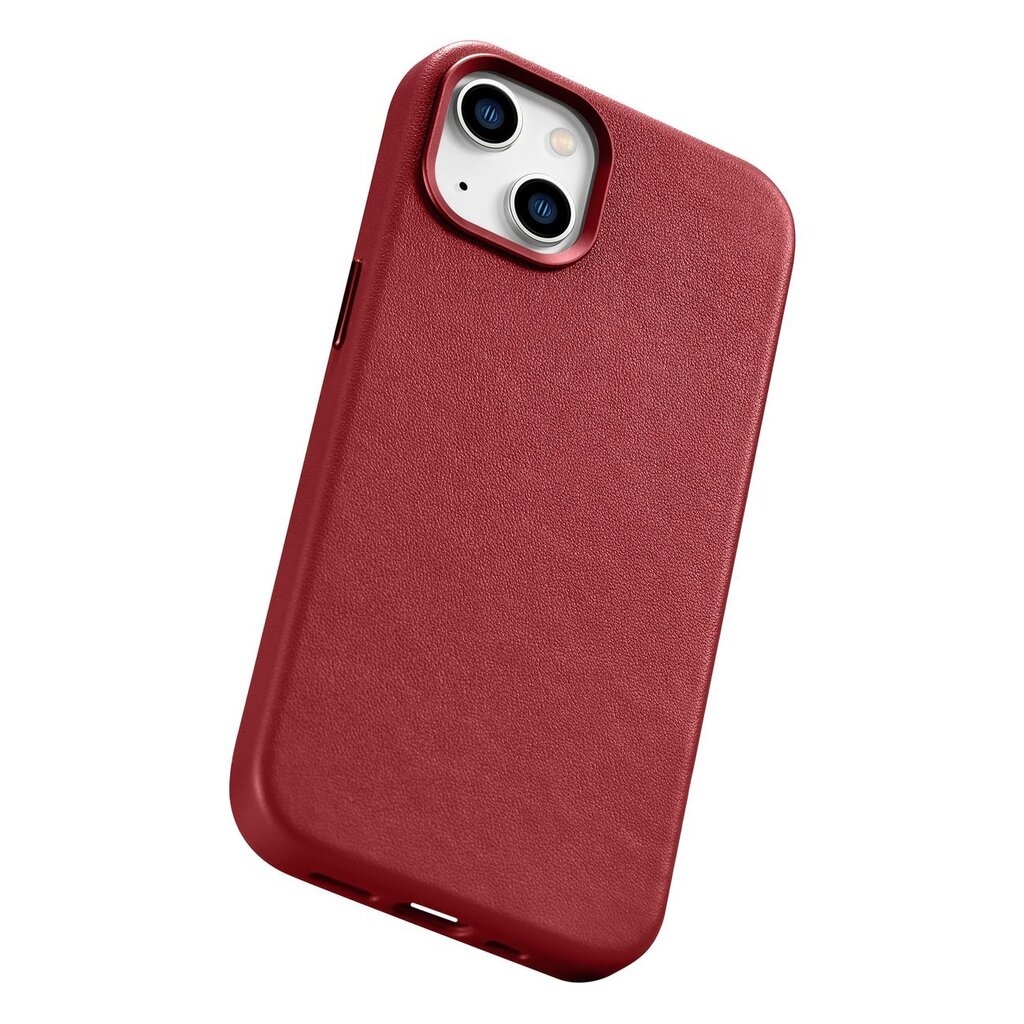 iCarer Leather iPhone 14 red (WMI14220705-RD) (MagSafe Compatible) kaina ir informacija | Telefono dėklai | pigu.lt