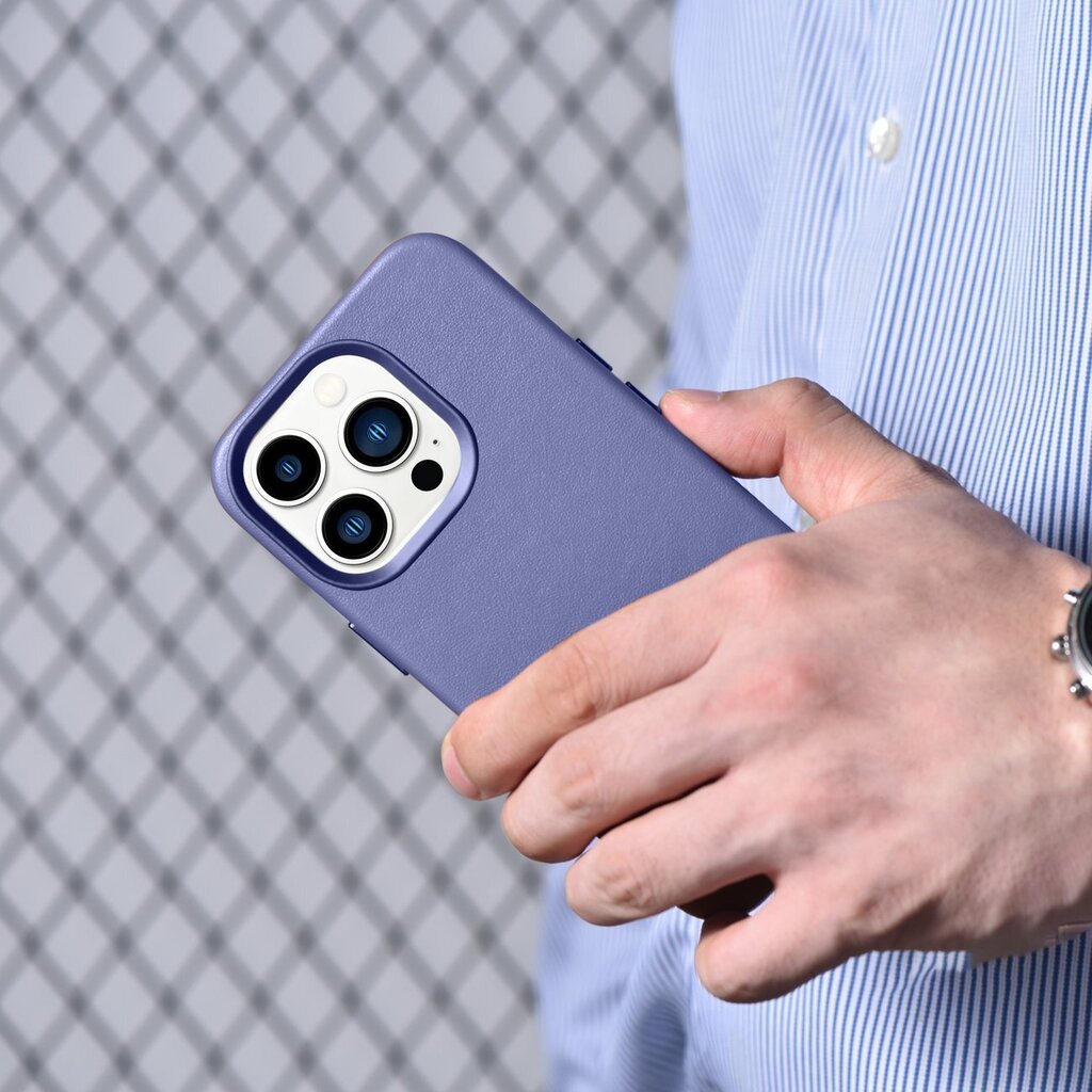 iCarer Leather iPhone 14 Pro Light Purple (WMI14220706-LP) (MagSafe Compatible) kaina ir informacija | Telefono dėklai | pigu.lt