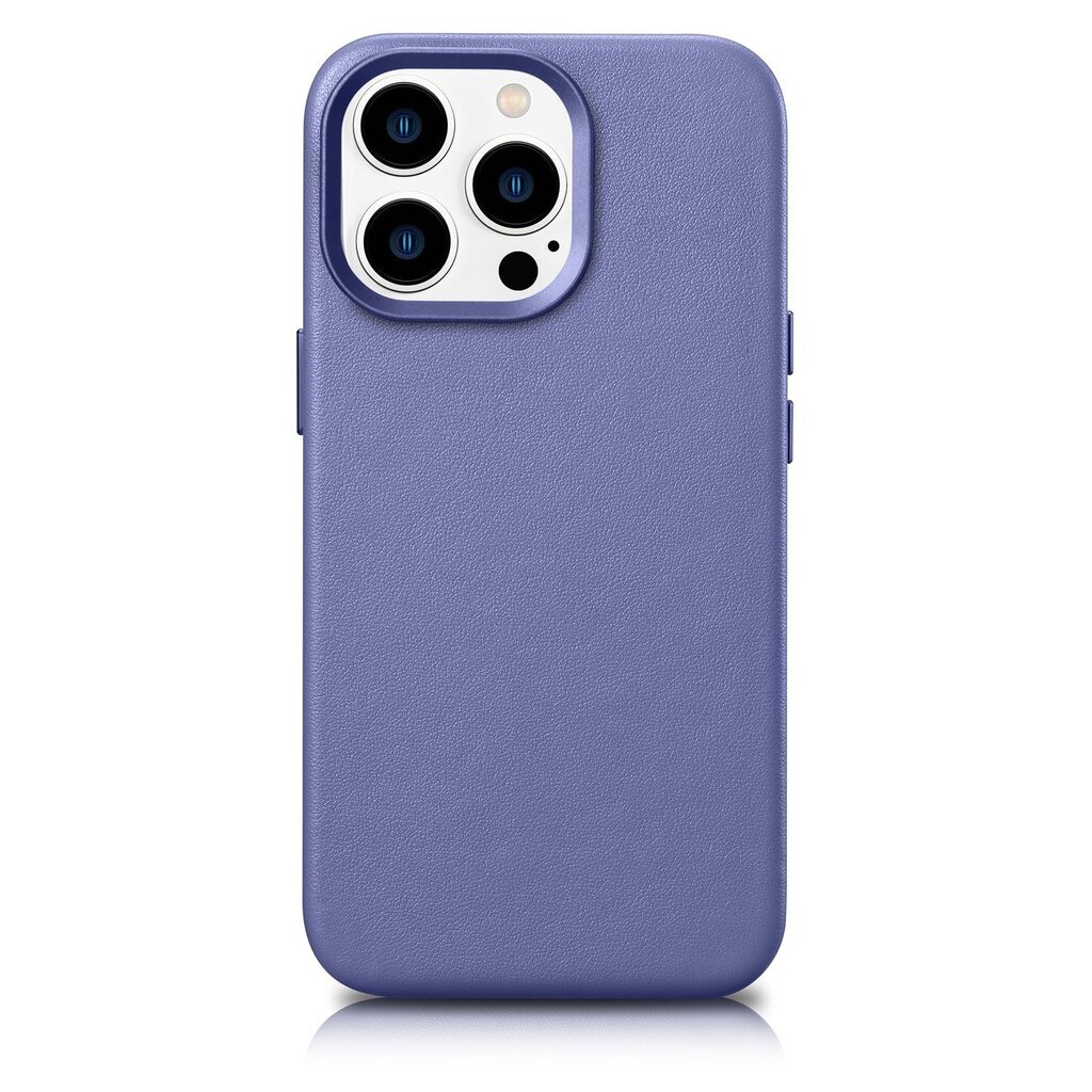 iCarer Leather iPhone 14 Pro Light Purple (WMI14220706-LP) (MagSafe Compatible) kaina ir informacija | Telefono dėklai | pigu.lt