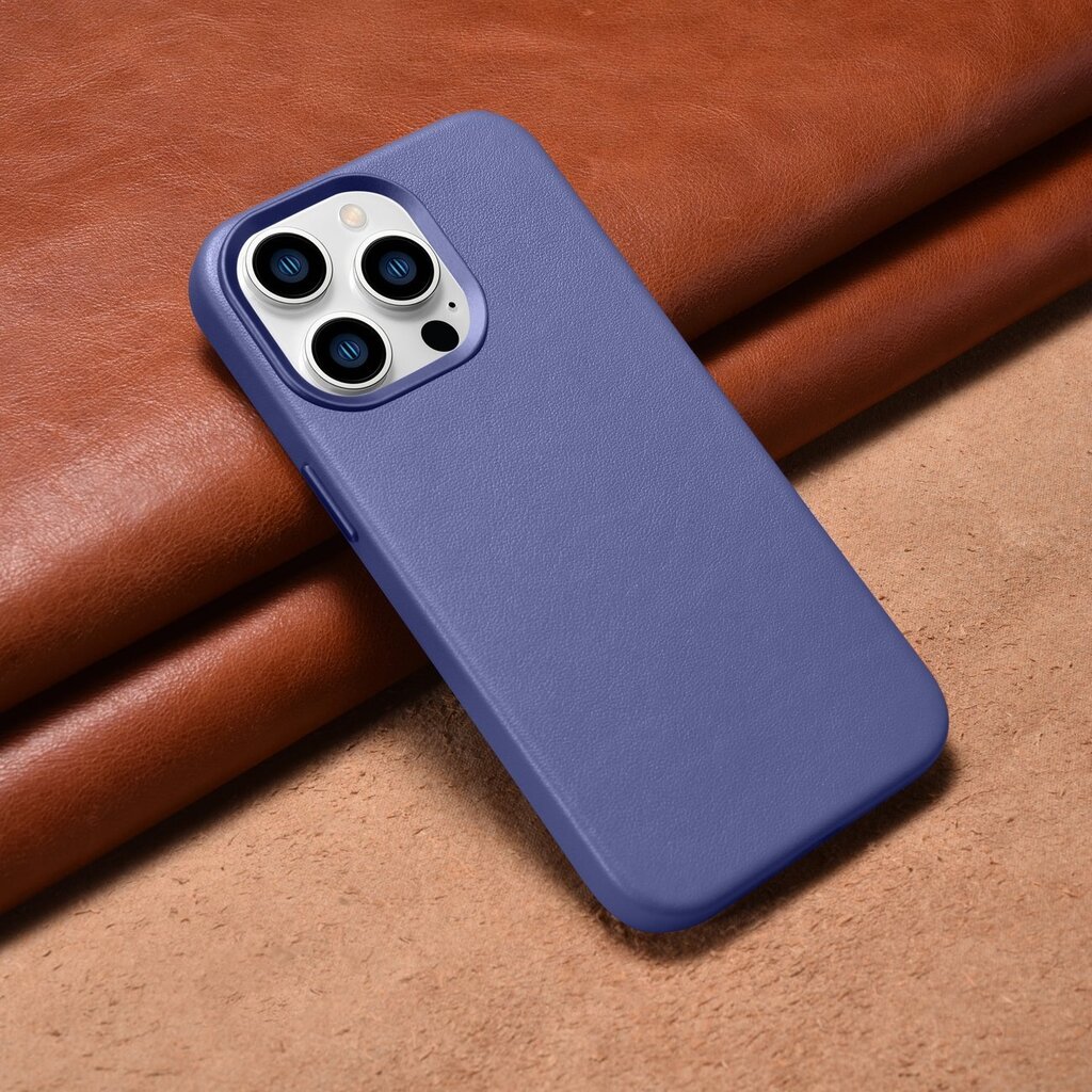 iCarer Leather iPhone 14 Pro Light Purple (WMI14220706-LP) (MagSafe Compatible) kaina ir informacija | Telefono dėklai | pigu.lt