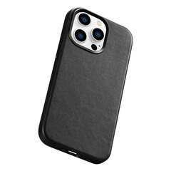 iCarer Leather iPhone 14 Pro Max Black (WMI14220708-BK) (MagSafe Compatible) kaina ir informacija | Telefono dėklai | pigu.lt