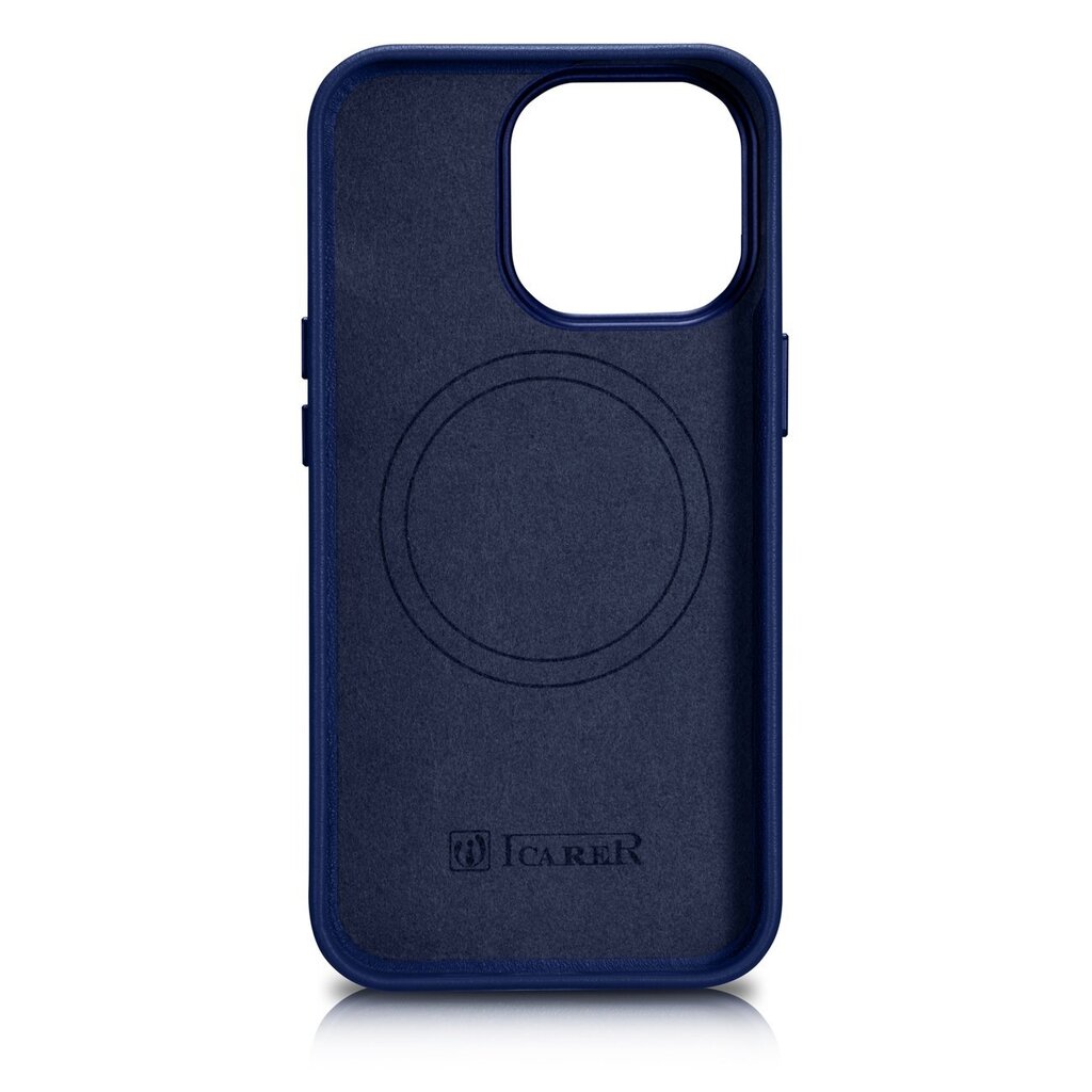 iCarer Leather iPhone 14 Pro Max Blue (WMI14220708-BU) (MagSafe Compatible) kaina ir informacija | Telefono dėklai | pigu.lt