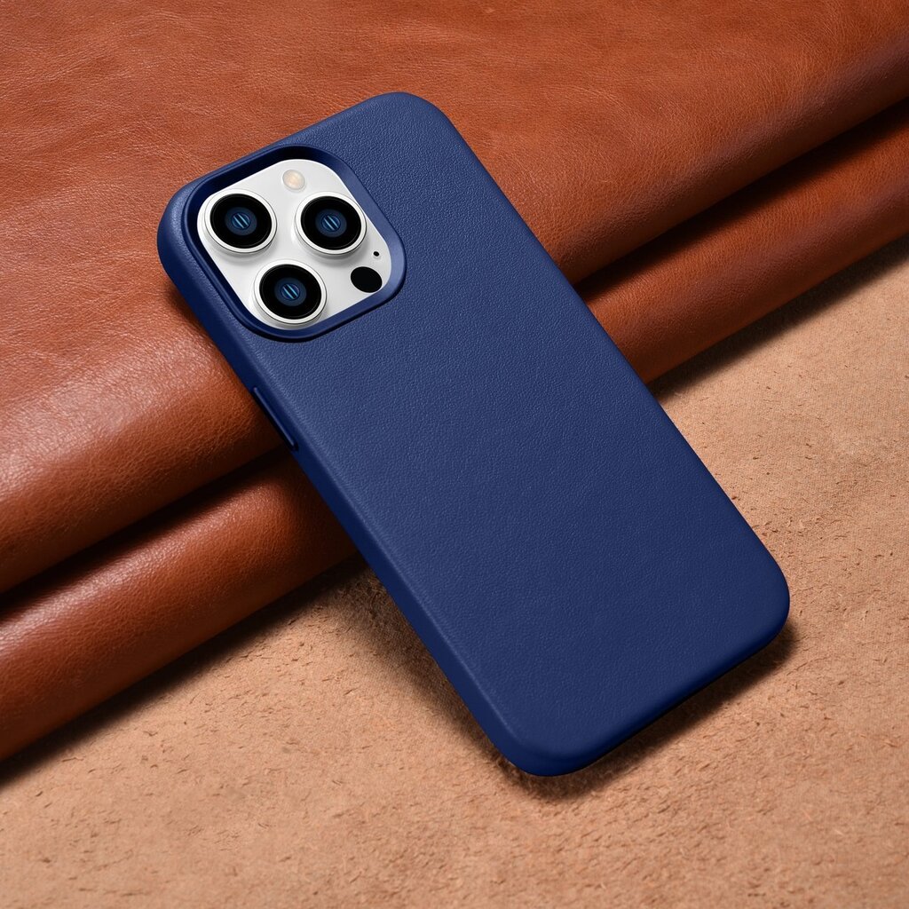 iCarer Leather iPhone 14 Pro Max Blue (WMI14220708-BU) (MagSafe Compatible) цена и информация | Telefono dėklai | pigu.lt