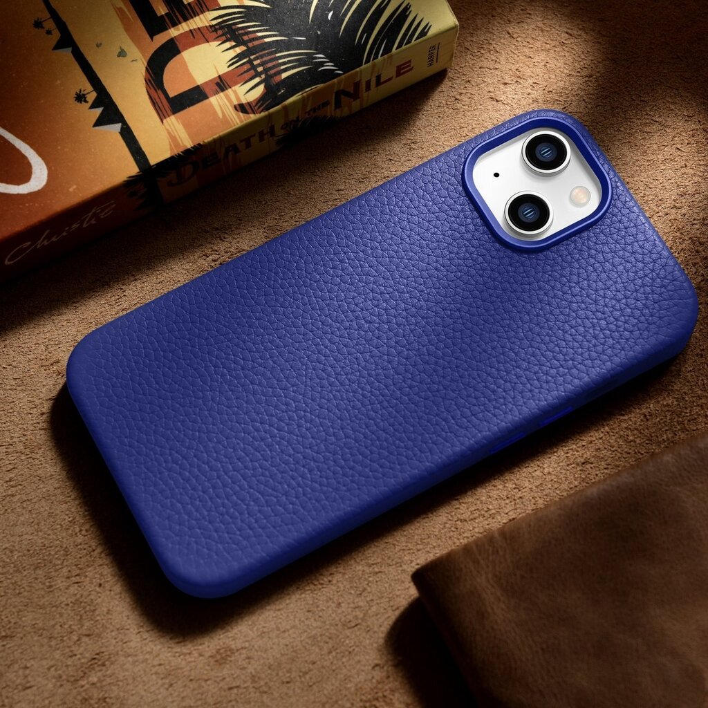 iCarer Litchi Leather iPhone 14 Magnetic MagSafe Dark Blue (WMI14220709-DB) цена и информация | Telefono dėklai | pigu.lt