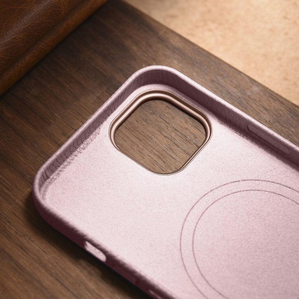 iCarer Litchi Leather iPhone 14 Magnetic MagSafe pink (WMI14220709-PK) kaina ir informacija | Telefono dėklai | pigu.lt