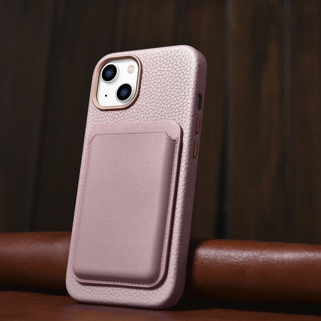 iCarer Litchi Leather iPhone 14 Magnetic MagSafe pink (WMI14220709-PK) цена и информация | Telefono dėklai | pigu.lt