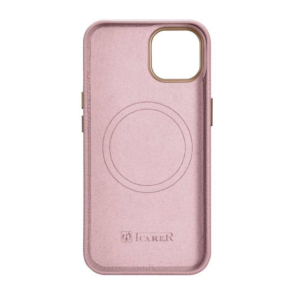 iCarer Litchi Leather iPhone 14 Plus Magnetic MagSafe pink (WMI14220711-PK) kaina ir informacija | Telefono dėklai | pigu.lt