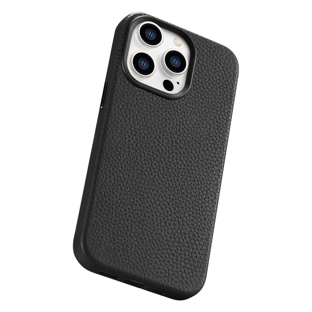 iCarer Litchi Leather iPhone 14 Pro Max Magnetic with MagSafe Black (WMI14220712-BK) kaina ir informacija | Telefono dėklai | pigu.lt