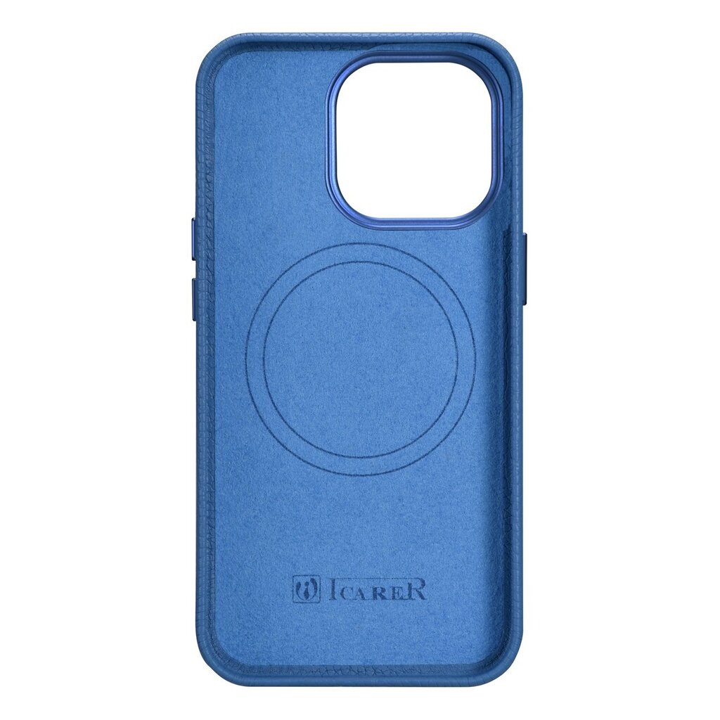 iCarer Litchi Leather iPhone 14 Pro Max Magnetic with MagSafe Light Blue (WMI14220712-LB) цена и информация | Telefono dėklai | pigu.lt