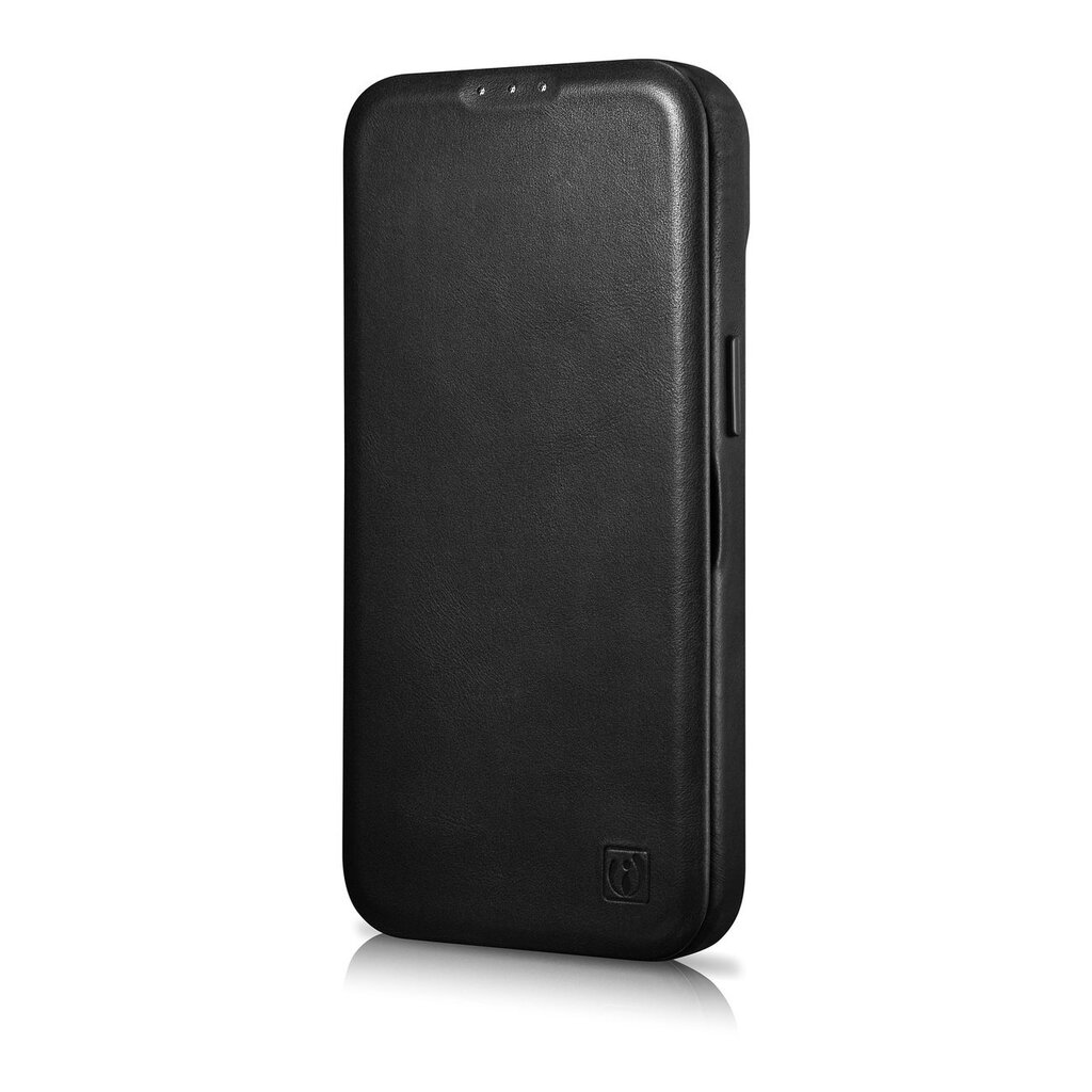 iCarer Leather iPhone 14 Flip Magnetic MagSafe Black (AKI14220705-BK) kaina ir informacija | Telefono dėklai | pigu.lt