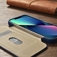 Кожаный чехол iCarer для iPhone 14 Flip с магнитным MagSafe, синий (AKI14220705-BU) цена и информация | Чехлы для телефонов | pigu.lt