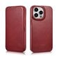 iCarer Leather iPhone 14 Pro Flip Magnetic MagSafe Red (AKI14220706-RD) kaina ir informacija | Telefono dėklai | pigu.lt