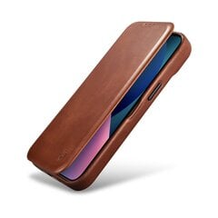 iCarer Leather iPhone 14 Plus magnetic flip MagSafe brown (AKI14220707-BN) kaina ir informacija | Telefono dėklai | pigu.lt