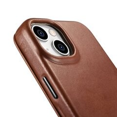 iCarer Leather iPhone 14 Plus magnetic flip MagSafe brown (AKI14220707-BN) kaina ir informacija | Telefono dėklai | pigu.lt