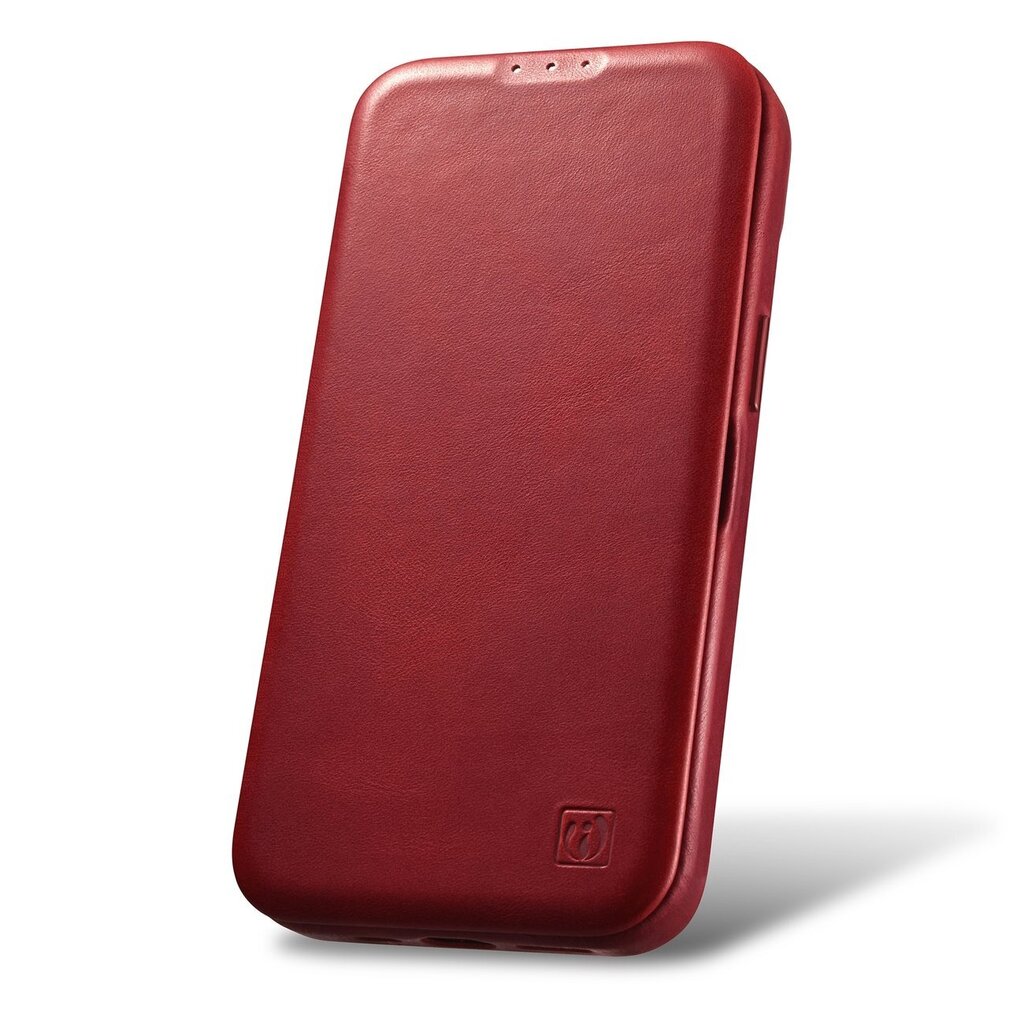 iCarer Leather iPhone 14 Pro Max Flip Magnetic MagSafe Red (AKI14220708-RD) kaina ir informacija | Telefono dėklai | pigu.lt