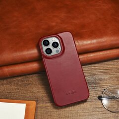 iCarer Leather iPhone 14 Pro Max Flip Magnetic MagSafe Red (AKI14220708-RD) kaina ir informacija | Telefono dėklai | pigu.lt