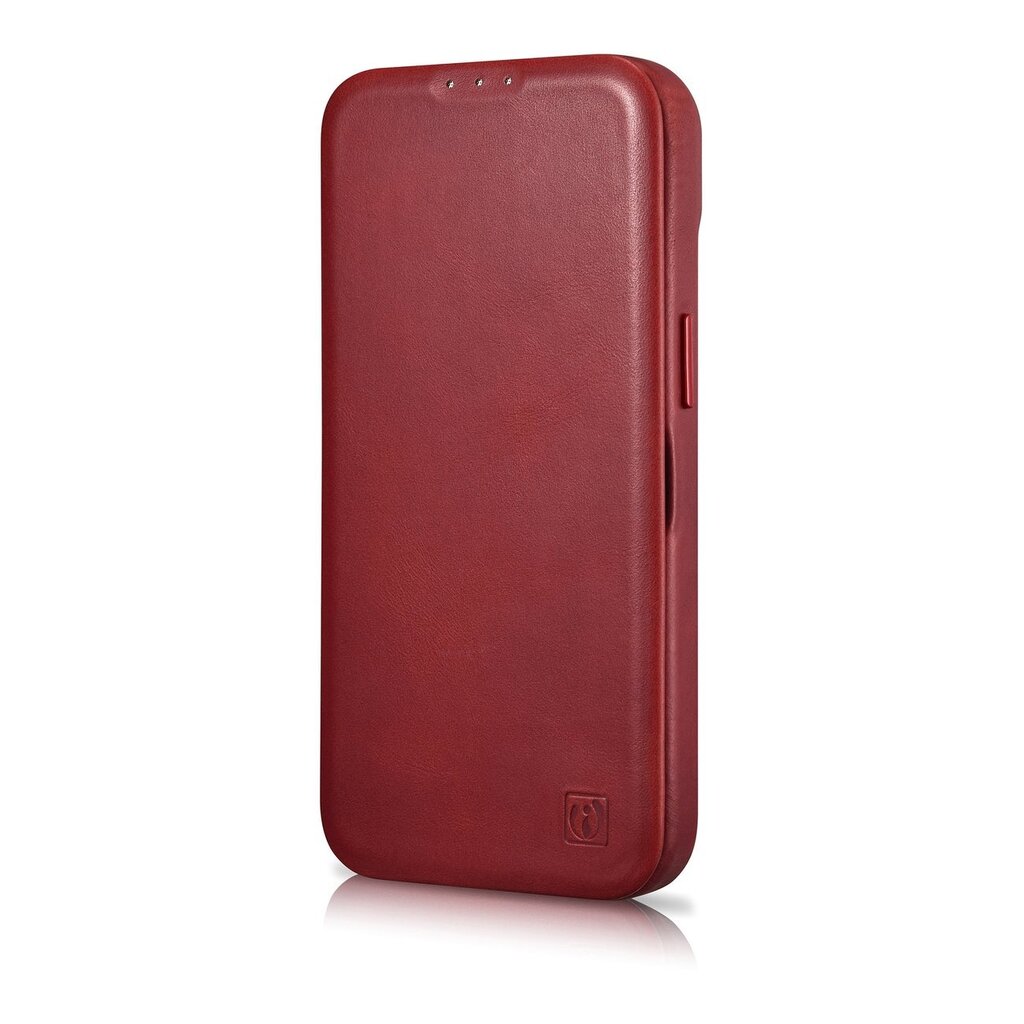 iCarer Leather iPhone 14 Pro Max Flip Magnetic MagSafe Red (AKI14220708-RD) kaina ir informacija | Telefono dėklai | pigu.lt