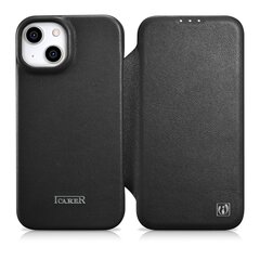 iCarer Leather iPhone 14 Flip Magnetic MagSafe Black (WMI14220713-BK) kaina ir informacija | Telefono dėklai | pigu.lt