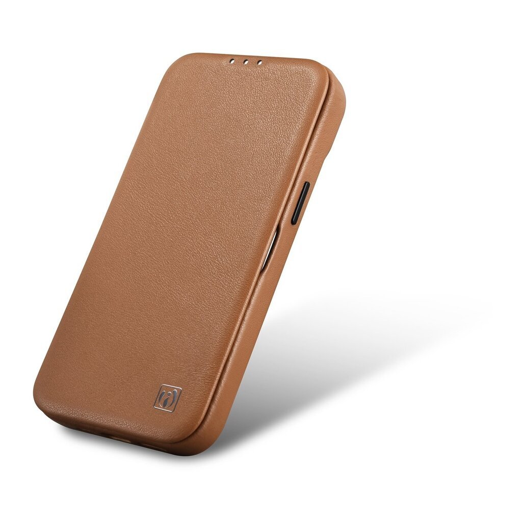 iCarer Leather iPhone 14 Flip Magnetic MagSafe Brown (WMI14220713-BN) kaina ir informacija | Telefono dėklai | pigu.lt