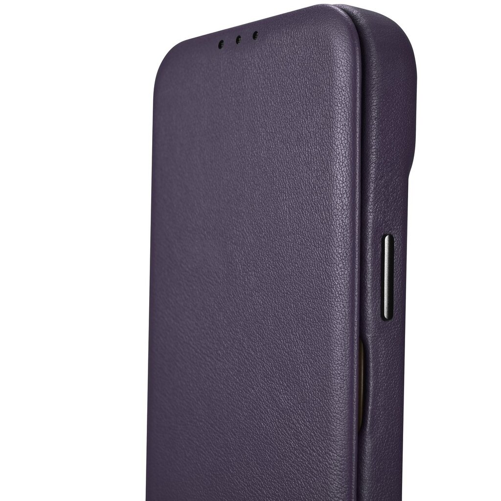 iCarer Leather iPhone 14 Flip Magnetic MagSafe Leather Dark Purple (WMI14220713-DP) kaina ir informacija | Telefono dėklai | pigu.lt
