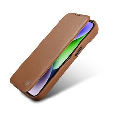 iCarer Leather iPhone 14 Pro Flip Magnetic MagSafe Brown (WMI14220714-BN) kaina ir informacija | Telefono dėklai | pigu.lt