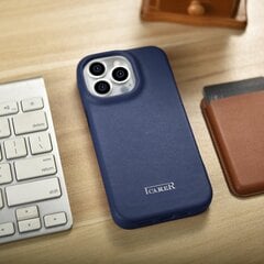 iCarer Leather iPhone 14 Pro Flip Magnetic MagSafe Leather blue (WMI14220714-BU) kaina ir informacija | Telefono dėklai | pigu.lt