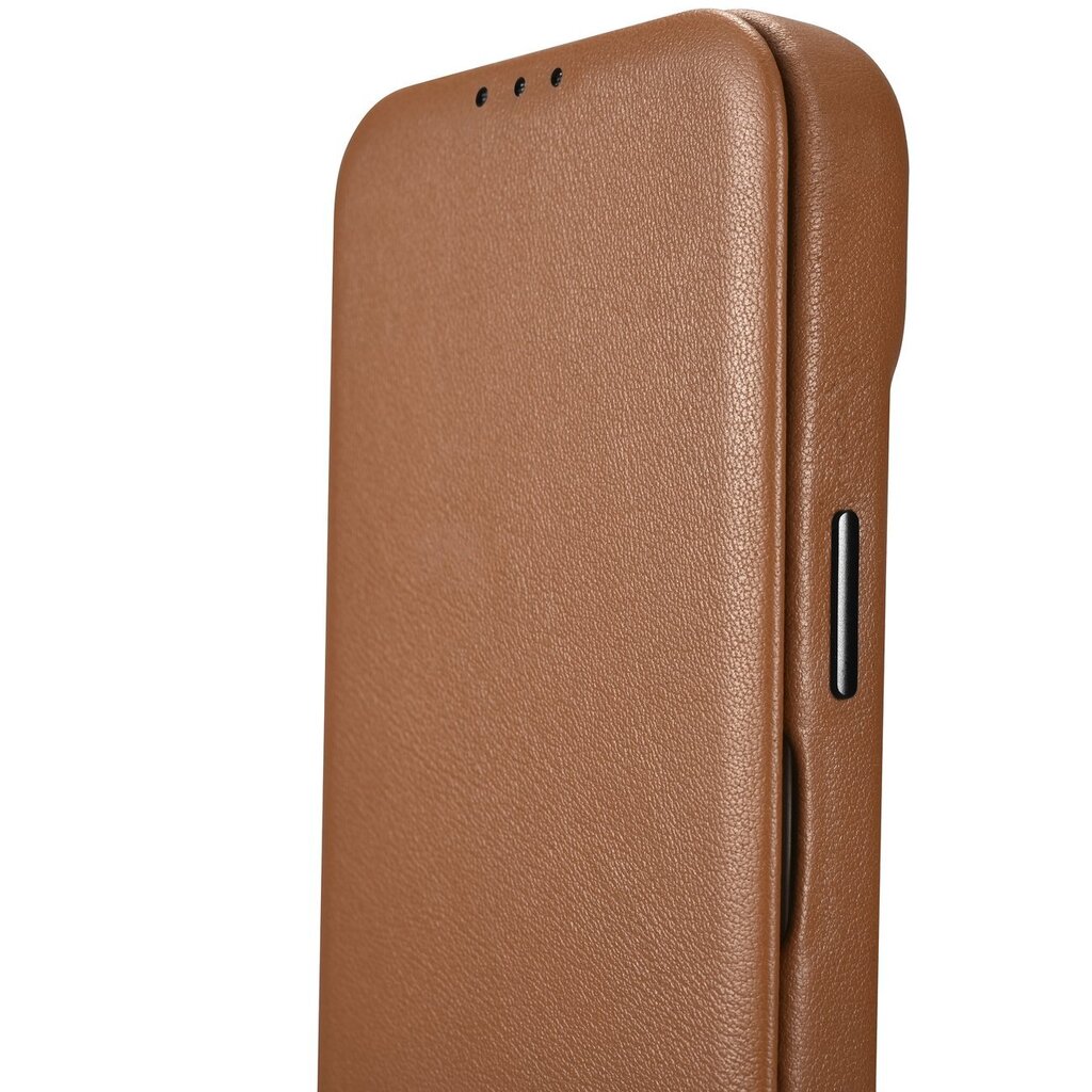 iCarer Leather iPhone 14 Pro Max Flip Magnetic MagSafe Leather Brown (WMI14220716-BN) kaina ir informacija | Telefono dėklai | pigu.lt