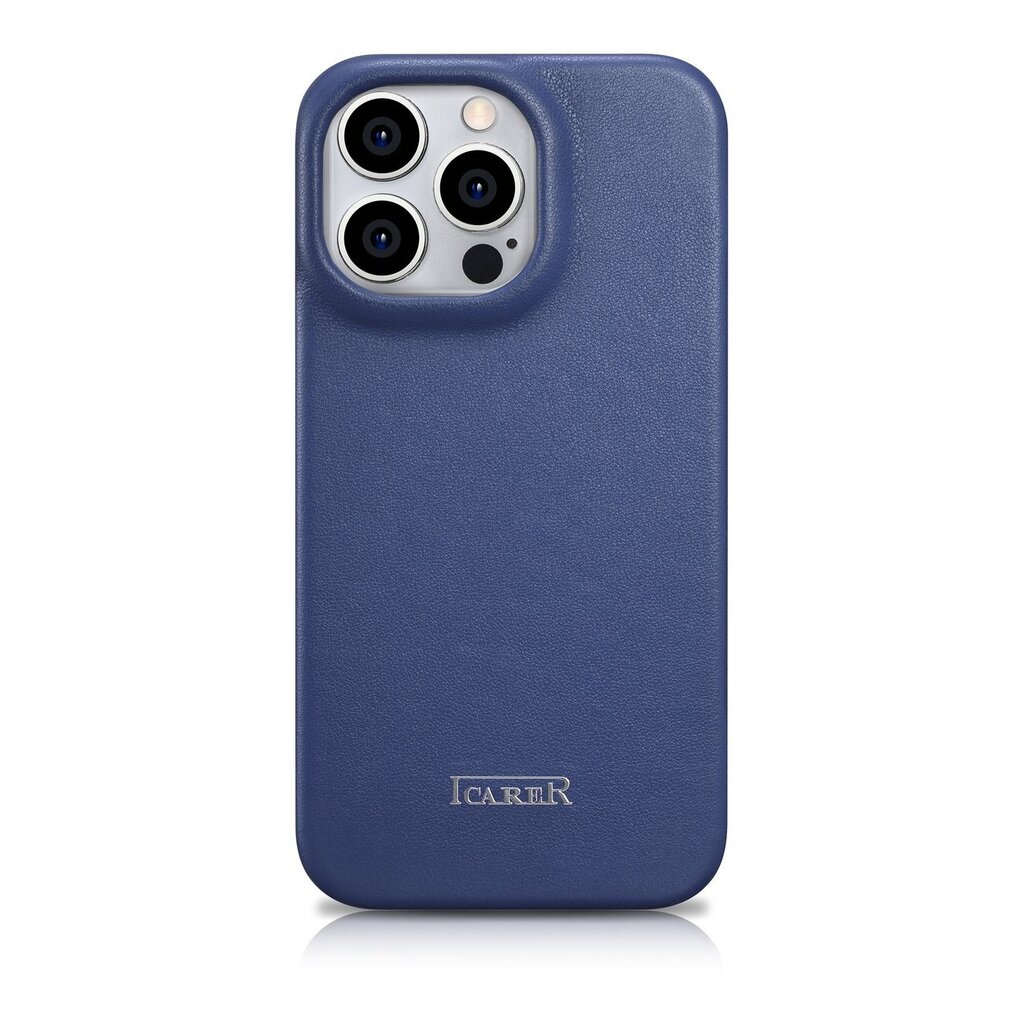 iCarer Leather iPhone 14 Pro Max Flip Magnetic MagSafe Blue (WMI14220716-BU) kaina ir informacija | Telefono dėklai | pigu.lt