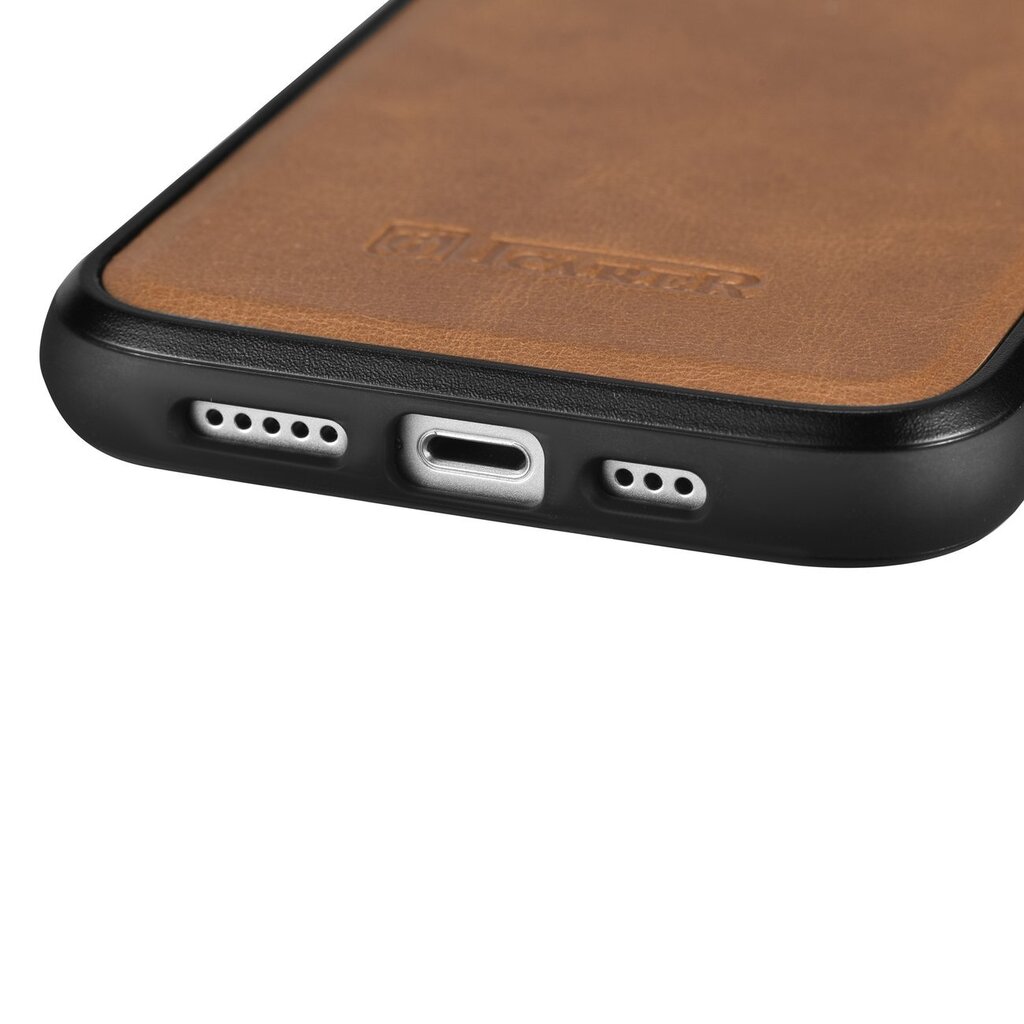 iCarer Leather iPhone 14 (MagSafe compatible) brown (WMI14220717-TN) kaina ir informacija | Telefono dėklai | pigu.lt