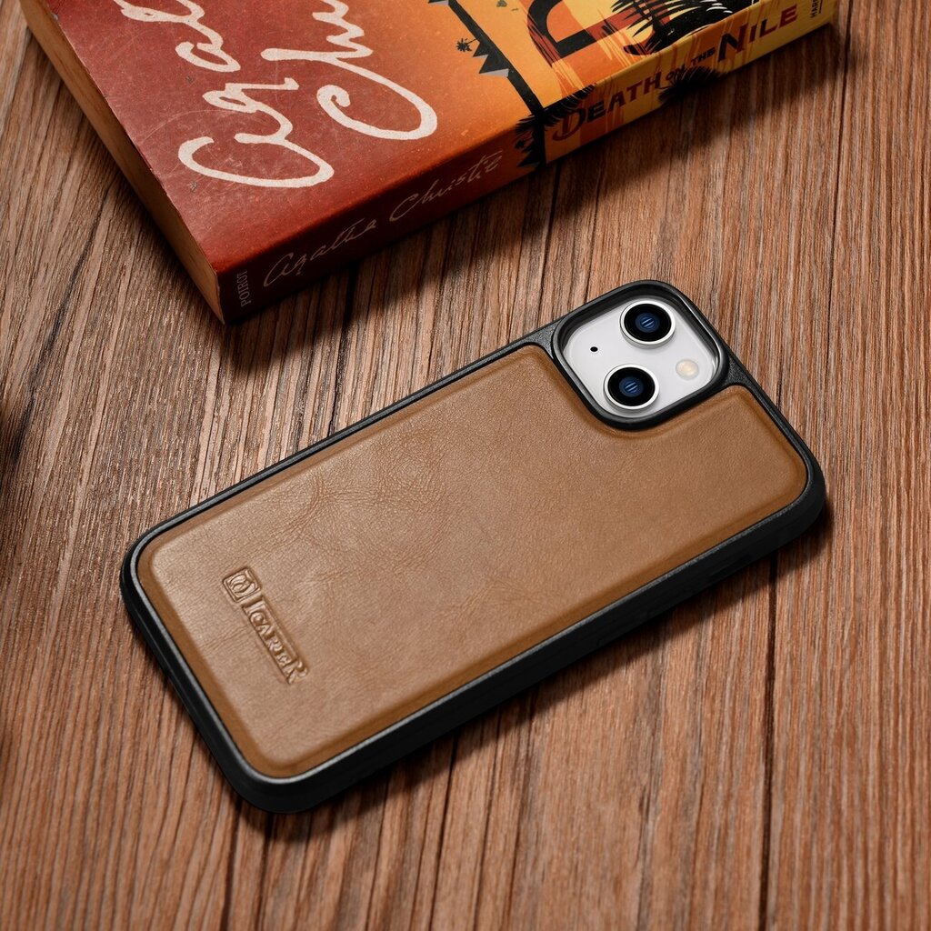 iCarer Leather iPhone 14 (MagSafe compatible) brown (WMI14220717-TN) kaina ir informacija | Telefono dėklai | pigu.lt