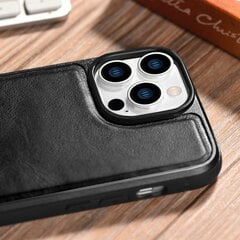 iCarer Leather iPhone 14 Pro Max (MagSafe Compatible) black (WMI14220720-BK) kaina ir informacija | Telefono dėklai | pigu.lt