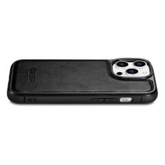 iCarer Leather iPhone 14 Pro Max (MagSafe Compatible) black (WMI14220720-BK) kaina ir informacija | Telefono dėklai | pigu.lt