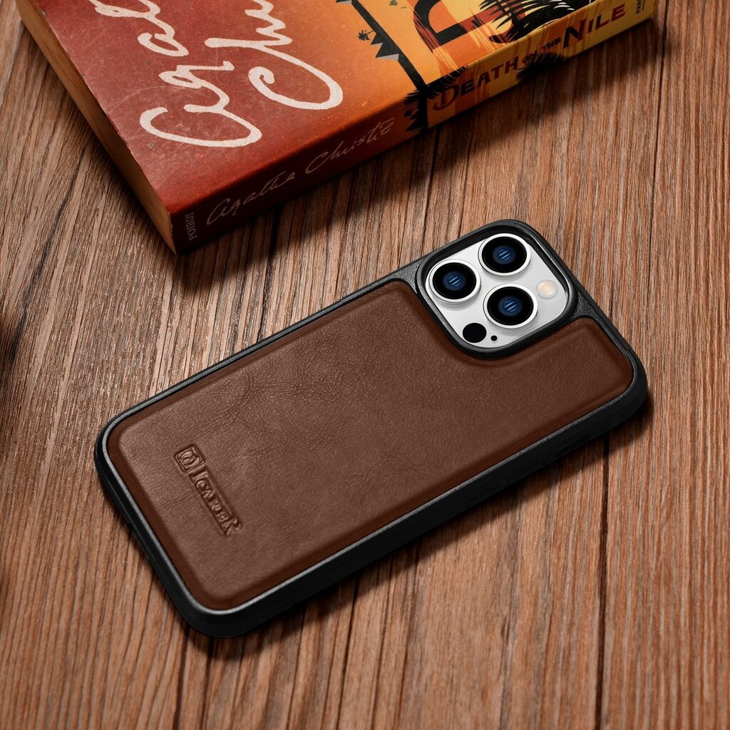 iCarer Leather iPhone 14 Pro Max (MagSafe compatible) brown (WMI14220720-BN) цена и информация | Telefono dėklai | pigu.lt