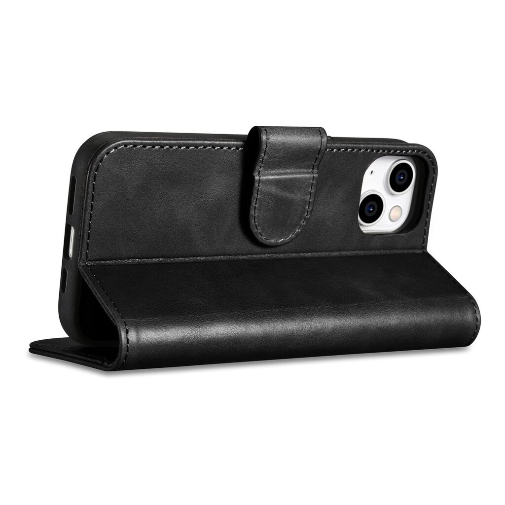 iCarer 2in1 iPhone 14 Leather Flip Anti-RFID black (WMI14220721-BK) kaina ir informacija | Telefono dėklai | pigu.lt