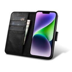 Кожаный чехол iCarer 2in1 для iPhone 14 Flip Anti-RFID, черный (WMI14220721-BK) цена и информация | Чехлы для телефонов | pigu.lt