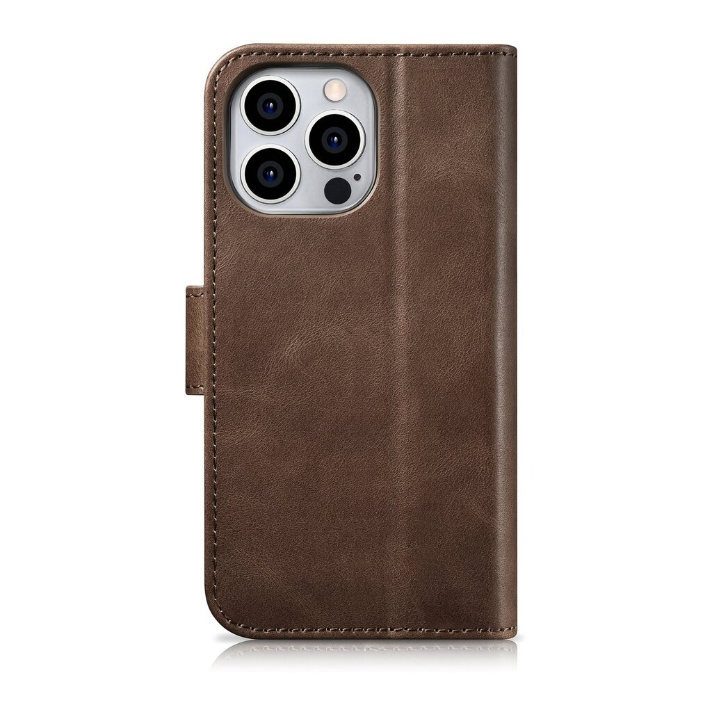 iCarer 2in1 iPhone 14 Pro FlipAnti-RFID Brown (WMI14220722-BN) цена и информация | Telefono dėklai | pigu.lt