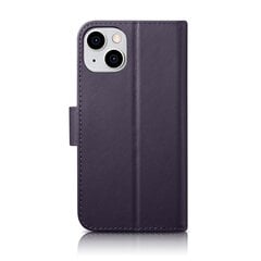 iCarer 2in1 iPhone 14 Leather Flip Anti-RFID dark purple (WMI14220725-DP) kaina ir informacija | Telefono dėklai | pigu.lt