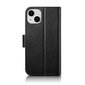 iCarer 2in1 iPhone 14 Plus Leather Flip Anti-RFID Black (WMI14220727-BK) kaina ir informacija | Telefono dėklai | pigu.lt