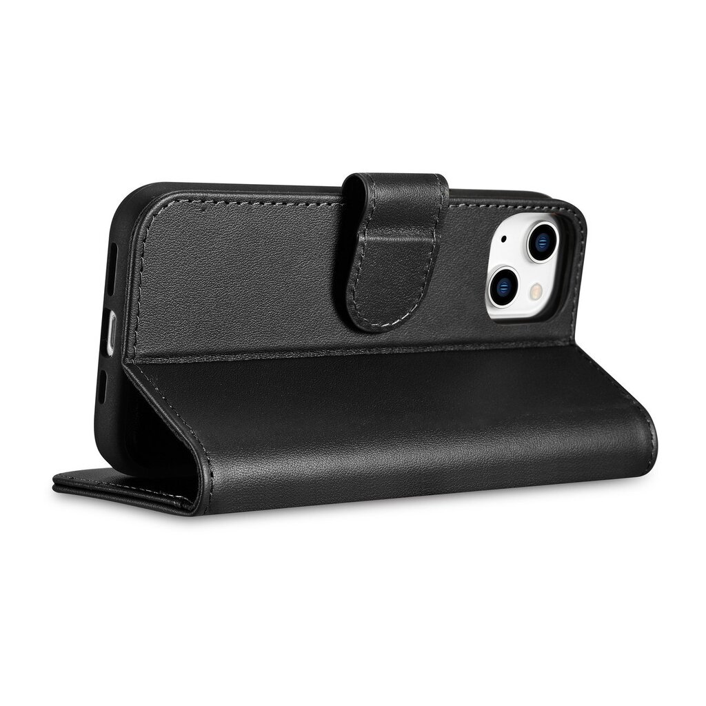 iCarer 2in1 iPhone 14 Plus Leather Flip Anti-RFID Black (WMI14220727-BK) kaina ir informacija | Telefono dėklai | pigu.lt