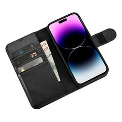 iCarer 2in1 iPhone 14 Pro Max Leather Flip Anti-RFID black (WMI14220728-BK) цена и информация | Чехлы для телефонов | pigu.lt