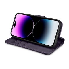 iCarer 2in1 iPhone 14 Pro Max Leather Flip Anti-RFID dark purple (WMI14220728-DP) kaina ir informacija | Telefono dėklai | pigu.lt