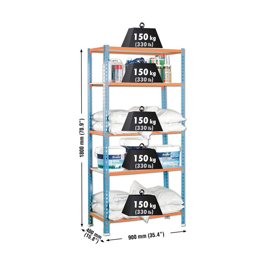 Lentyna Simon Rack Maderclick 5/400, mėlyna, oranžinė цена и информация | Lentynos | pigu.lt