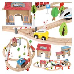 Medinis geležinkelis su priedais kaina ir informacija | Lavinamieji žaislai | pigu.lt