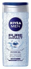 Гель для душа Nivea Men Pure Impact для мужчин, 250 мл цена и информация | Масла, гели для душа | pigu.lt