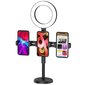 Telefono laikiklis su LED žiedine lempa, juoda kaina ir informacija | Asmenukių lazdos (selfie sticks) | pigu.lt
