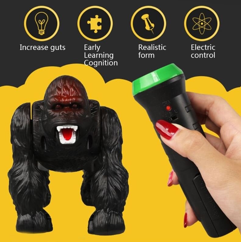 Infrared RC robotas Gorilla su valdymo pultu, LED šviesos ir garso efektai, laukiniai gyvūnai kaina ir informacija | Žaislai berniukams | pigu.lt